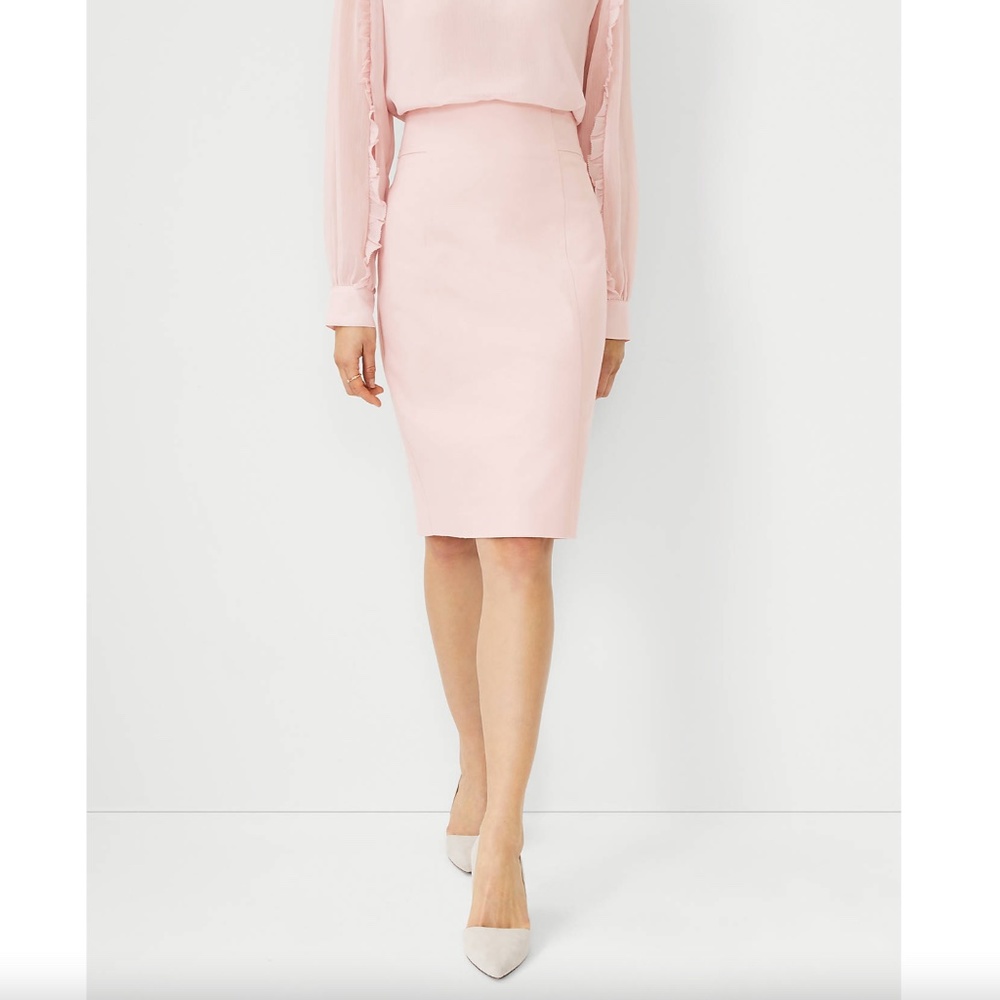 Ann Taylor The Seamed High Waist Pencil Skirt In Stretch Cotton Pink Size 8